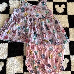 Posh Peanut Floral and Character Kids Matching Set - Pink and Purple